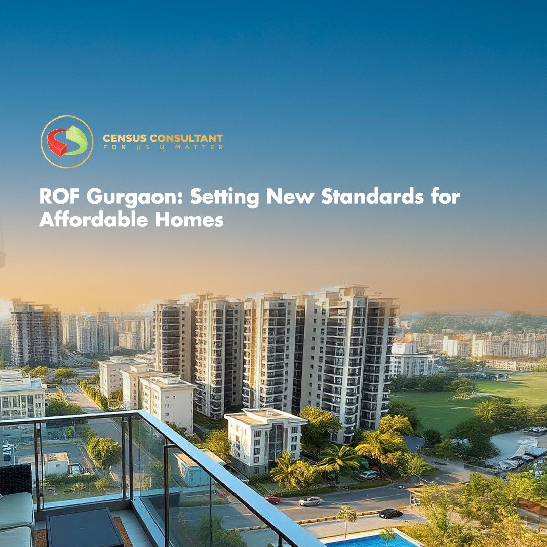 "Exterior view of ROF Gurgaon residential project showcasing modern architecture and affordable housing options, redefining urban living standards."