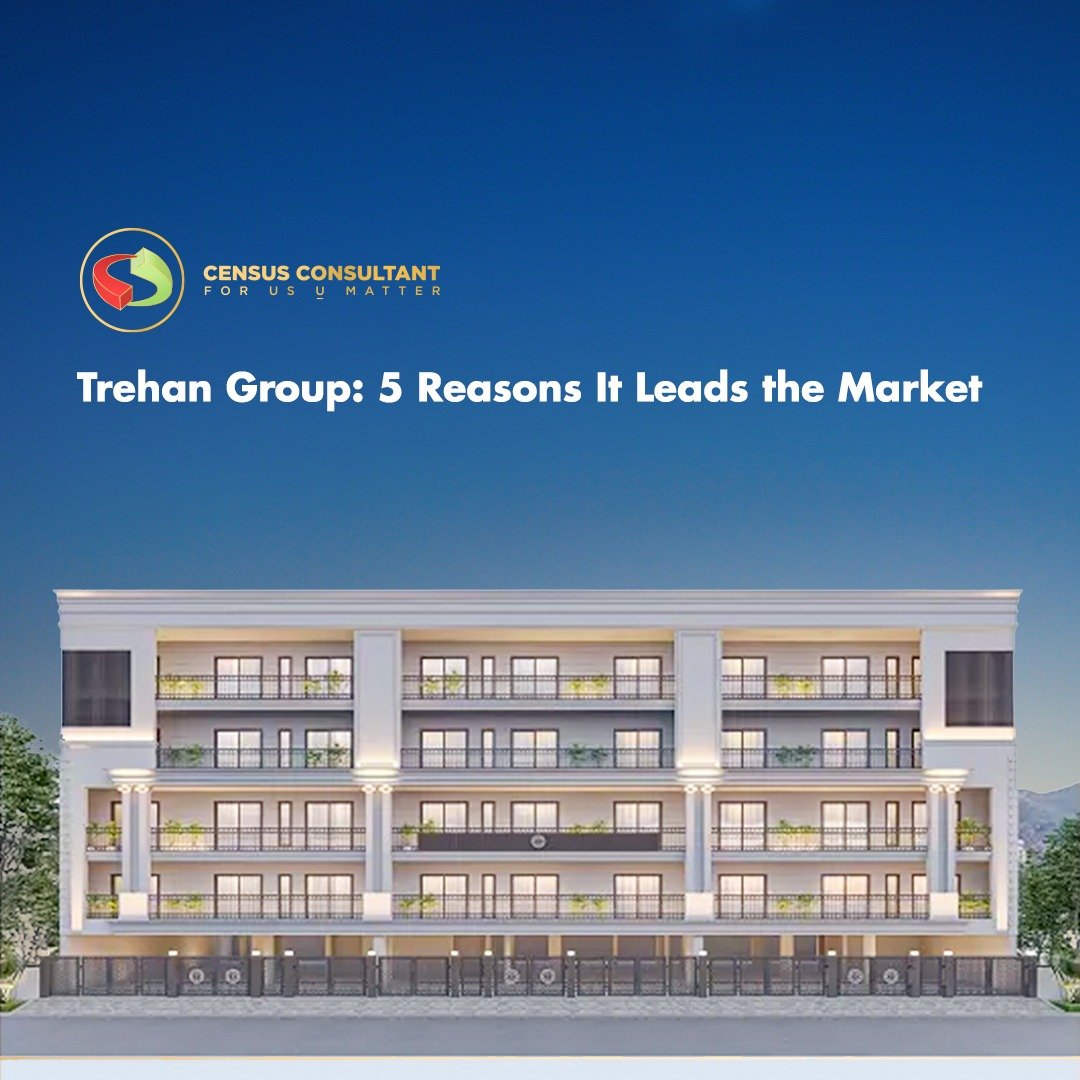 "A modern real estate development by Trehan Group, highlighting its market leadership through innovation, premium quality, customer satisfaction, timely delivery, and sustainable practices."